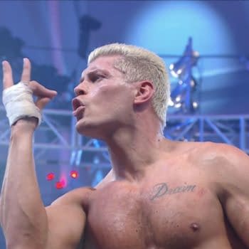 Cody Rhodes celebrates his big win at the WWE Royal Rumble